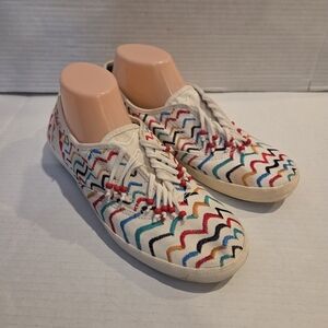 Southwest Boho Shoes Sneakers Q Plenty Tracy Reese Aztec Embroidered Fringe 9.5
